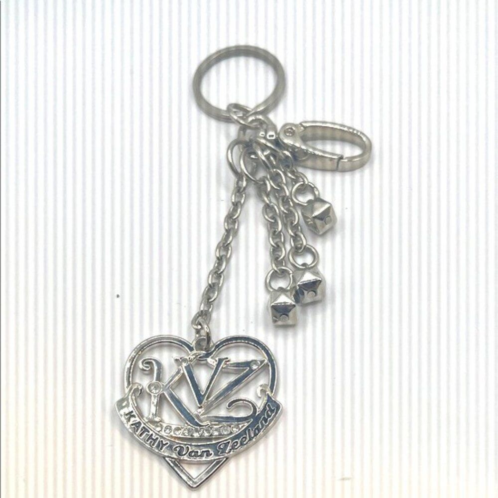 Kathy Van Zeeland Silver Heart Purse Charm Key Holder